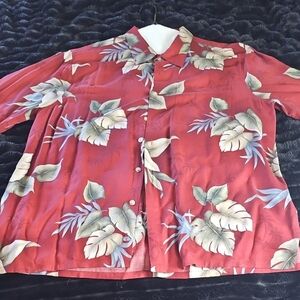 Croft & Barrow Red Leaf Print Casual Button Down Shirt